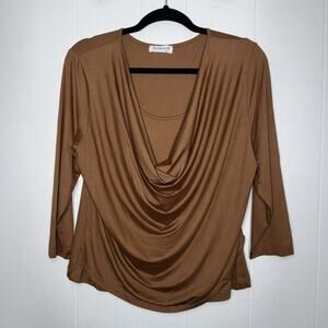 Kettlewell Women’s Brown Drape Cowl Neck Top Size LL (16)